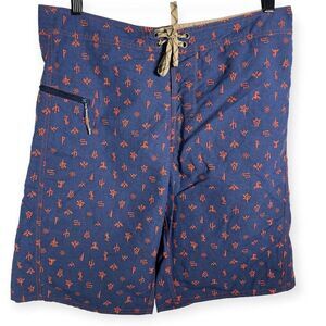 Patagonia Men's Shorts Wavefarer Printed Swim Trunks Size‎ 34 Blue Orange